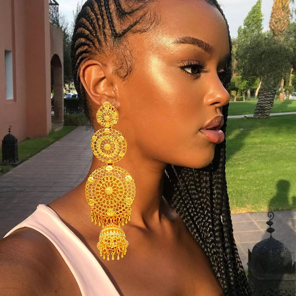 Sirena Gold Statement Earrings.
